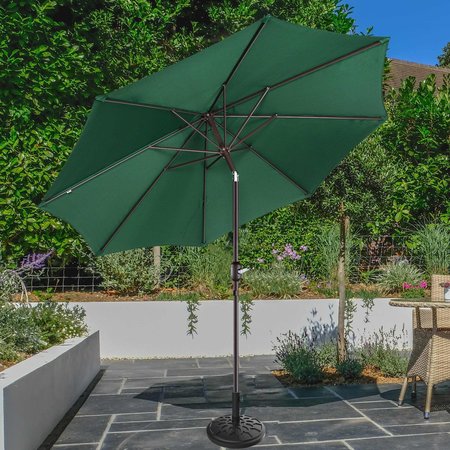 VILLACERA 9-Foot Outdoor Patio Umbrella with Base, Green 83-OUT5440B